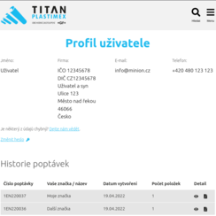 Účet zákazníka a správa objednávek